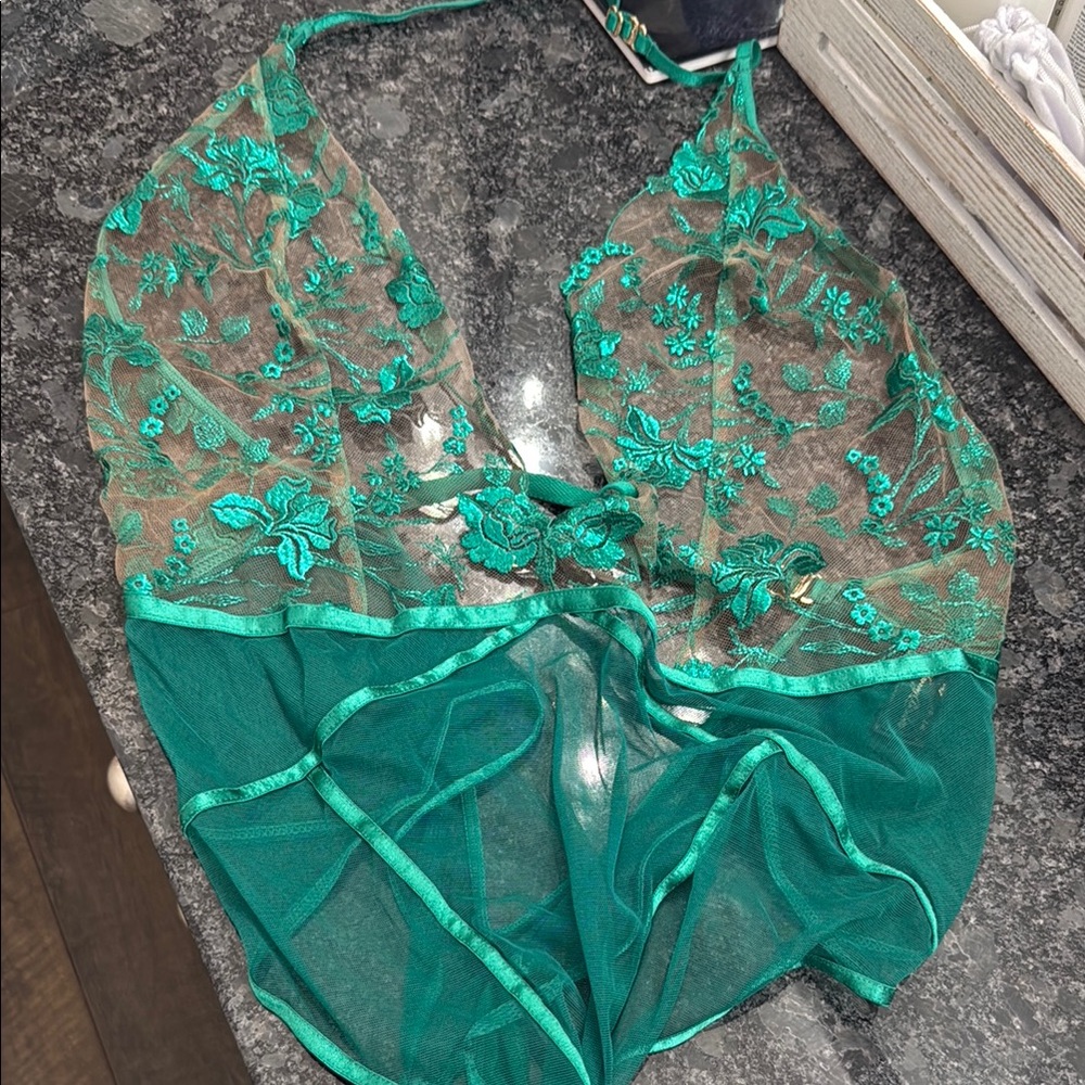 Honey birdette green lingerie teddy